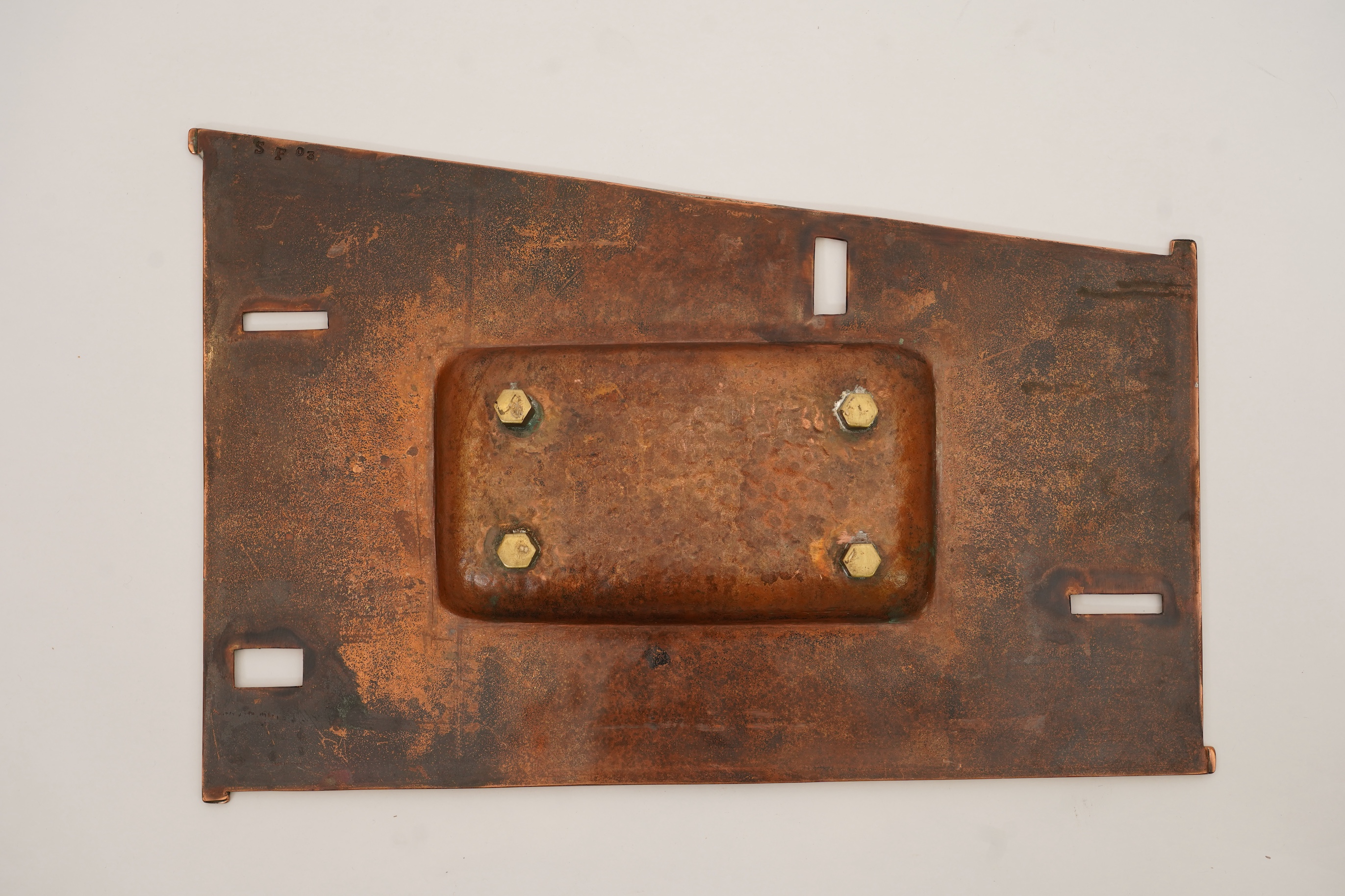 Sam Fanaroff BEM, 1926-2019, An asymmetrical patinated copper dished tray